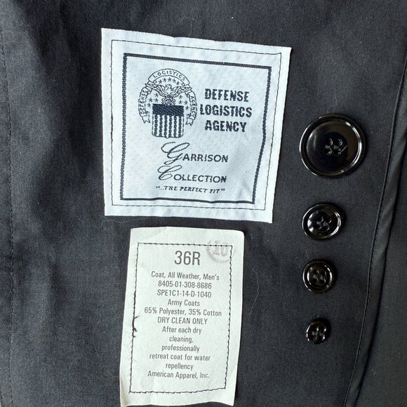Defense Logistics Agency Black Sz 36R Trench Coat - Picture 6 of 6